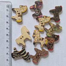 Load image into Gallery viewer, 10 Mixed Print Horse shape buttons 25mm approx.