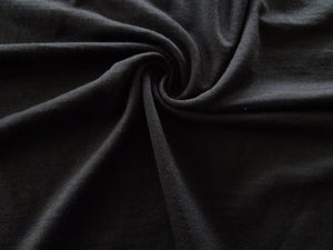 1.5m Heathcliff Black 96% Merino 4% Spandex  Jersey Knit 175g 120cm wide