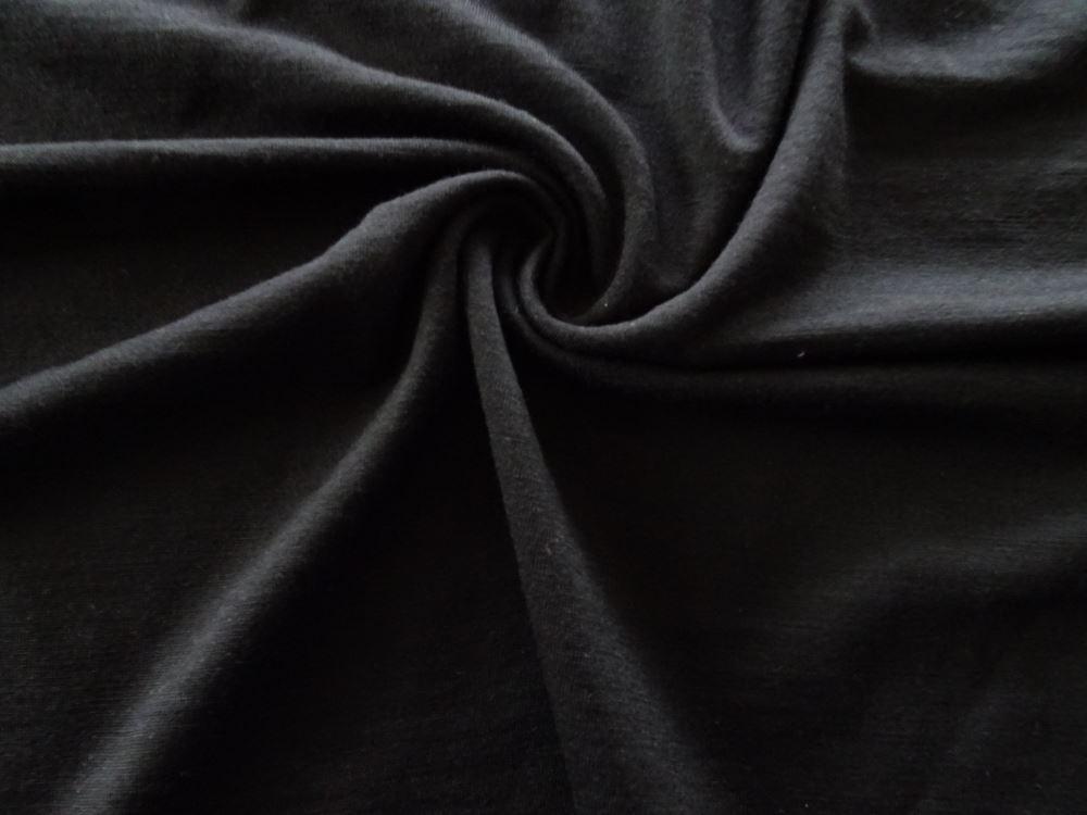 1.85m Baumer Black 96% Merino 4% Spandex  Jersey Knit 180g 140cm wide