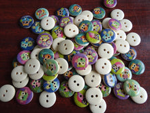 Load image into Gallery viewer, 52 Single Owl Buttons 15mm- brown back