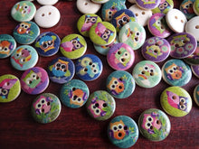 Load image into Gallery viewer, 52 Single Owl Buttons 15mm- brown back