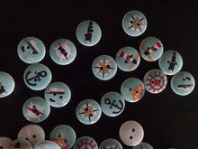 Load image into Gallery viewer, 20 Blue Sailing Marine Nautical Wooden Buttons 15mm diameter 2 holes