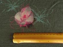 Load image into Gallery viewer, 1.15m Pink Teal Flower Soft Green 100% Merino Jersey 190g- precut