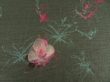 Load image into Gallery viewer, 1.15m Pink Teal Flower Soft Green 100% Merino Jersey 190g- precut