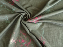 Load image into Gallery viewer, 1.15m Pink Teal Flower Soft Green 100% Merino Jersey 190g- precut