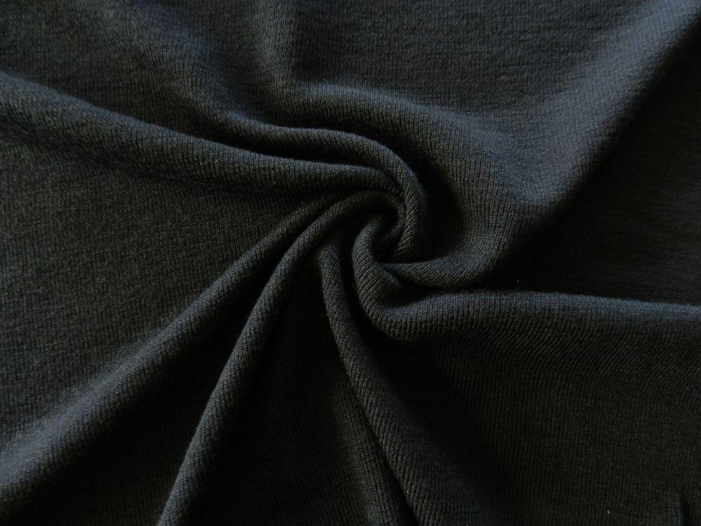 1.38m Orient Black Rib Knit 100% Merino 175g 150cm wide- precut piece