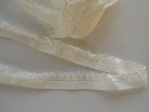 1m White Elastic 14mm wide with lacy edge - use for underwear, trim, crafts