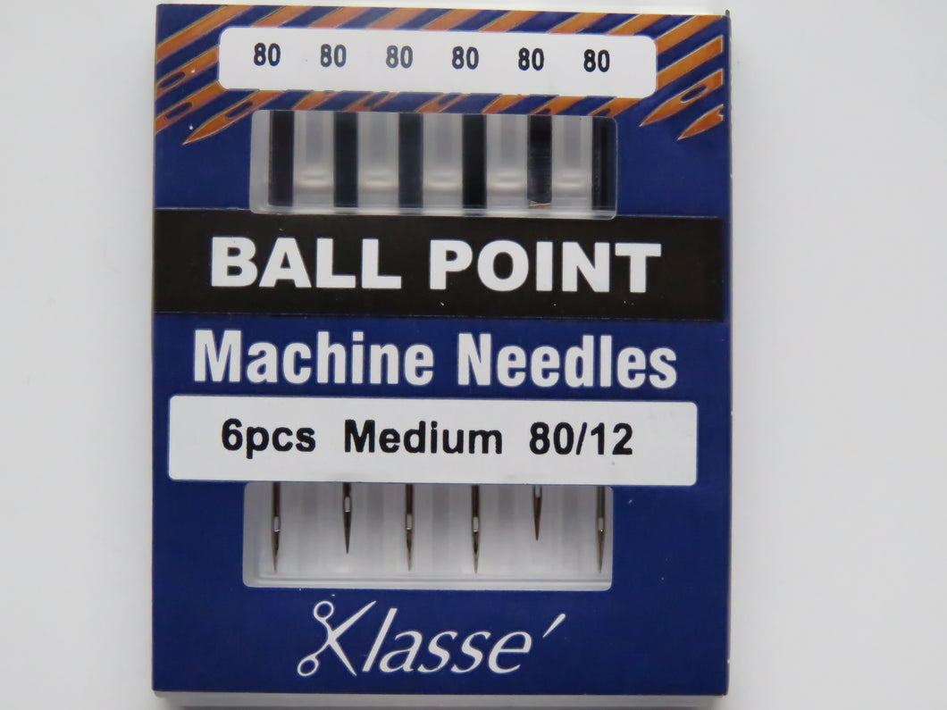 Klasse Ball Point Needles - 6 needles in a plastic case 80/12