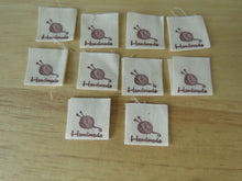 Load image into Gallery viewer, 50 Knitting Needles in ball of Wool Handmade Cotton Labels 2 x 2cm