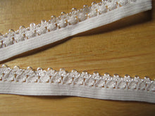 Load image into Gallery viewer, 1m White Elastic 15mm wide with lacy edge - use for underwear, trim, crafts