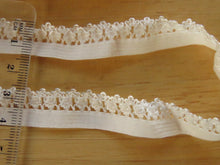 Load image into Gallery viewer, 3.5m White Elastic 14mm wide with lacy edge - use for underwear, trim, crafts