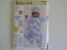 Load image into Gallery viewer, Butterick B6970 pattern- Baby Jacket, top, dress, rompers, diaper cover, hat , Onesie- perfect for merino fabric