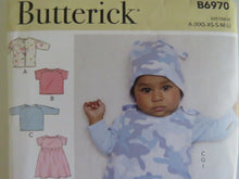 Load image into Gallery viewer, Butterick B6970 pattern- Baby Jacket, top, dress, rompers, diaper cover, hat , Onesie- perfect for merino fabric