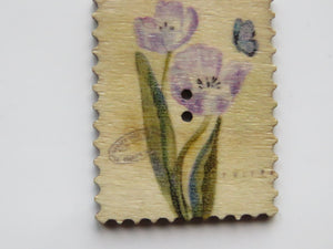 9 Postage Stamp Paris Floral Vintage Theme 2 holes 35 x 30mm