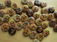 Load image into Gallery viewer, 50  Striped Owl on branch buttons 15mm- wood colour back