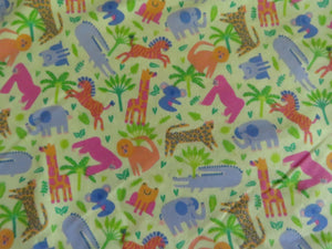 1m Jungle Animals Green 100% organic cotton jersey knit 112cm