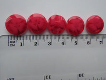 Load image into Gallery viewer, 5 dark Pink See through buttons with a single flower 14mm resin shank buttons