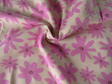 Load image into Gallery viewer, 2m Dark Pink flower on pale pink background organic cotton spandex jersey knit 150cm