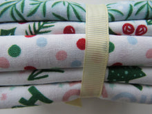 Load image into Gallery viewer, Ho! Ho! Ho! Christmas Fabric Bundle of 5 Fat Quarters. Mixed prints- 100% cotton. 50 x 52cm per piece