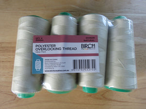 4 Reels Natural Cream Polyester Overlocker Serger Thread 2000m per reel