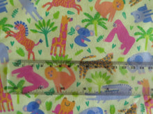 Load image into Gallery viewer, 1m Jungle Animals Green 100% organic cotton jersey knit 112cm