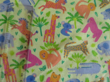 Load image into Gallery viewer, 1m Jungle Animals Green 100% organic cotton jersey knit 112cm