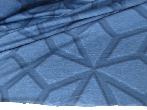 1.15m Rochdale Geometric Blue print 85% merino 15% core spun nylon 150g 160cm- precut