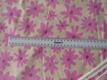 Load image into Gallery viewer, 2m Dark Pink flower on pale pink background organic cotton spandex jersey knit 150cm