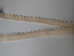 1m Beige Flesh Scallop loop Elastic trim 10mm wide- underwear, crafts etc