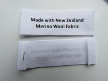 Load image into Gallery viewer, 50 White  cotton labels- Made with New Zealand Merino Wool Fabric