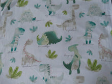 Load image into Gallery viewer, 1m Dinosaur Print on white background 100% organic cotton jersey knit 112cm