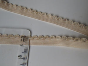 1m Beige Flesh Scallop loop Elastic trim 10mm wide- underwear, crafts etc