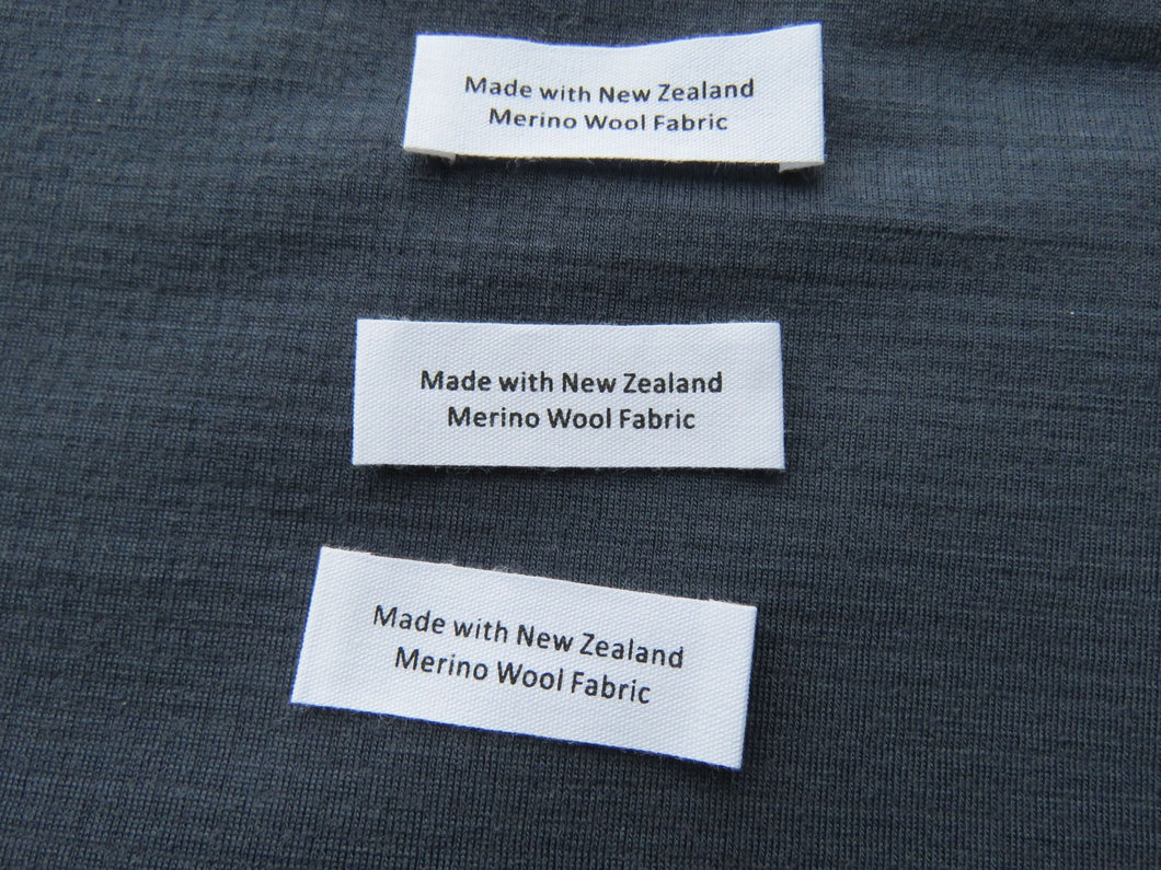 100 White  cotton labels- Made with New Zealand Merino Wool Fabric