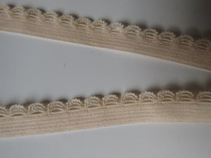 1m Beige Flesh Scallop loop Elastic trim 10mm wide- underwear, crafts etc