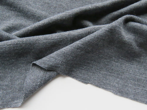 1.5m Merrivale Charcoal 54% merino 43% polyester 3% elastane interlock knit 240g- warm, soft and snuggly