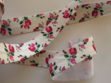 Load image into Gallery viewer, 5m Pink Roses on White 15mm fold over elastic FOE foldover elastic