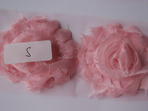 3 x  #5 Pale pink Shabby chic chiffon flowers- 50mm flower.