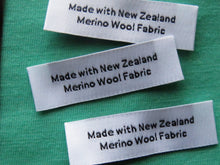 Load image into Gallery viewer, 5 Black Satin washing instructions and 5 White Made with New Zealand Merino wool labels