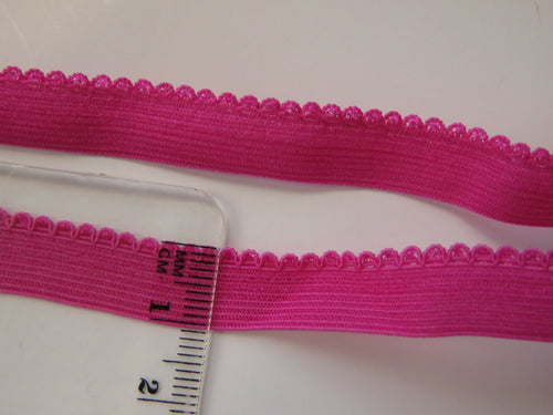 1m Dark Pink Stretch lace Elastic trim 10mm wide- underwear, crafts etc.