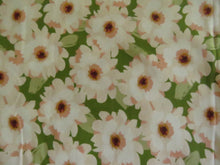 Load image into Gallery viewer, 1.7m White Flower print on green organic cotton spandex jersey knit 150cm- last piece left