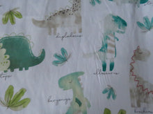 Load image into Gallery viewer, 1m Dinosaur Print on white background 100% organic cotton jersey knit 112cm