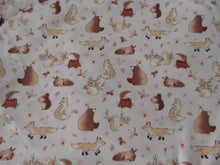 Load image into Gallery viewer, 1m Creams and Brown Woodland print- Bear, squirrel, rabbit deer etc  100% organic cotton jersey knit 118cm