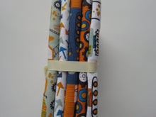 Load image into Gallery viewer, Diggers Fabric Bundle of 5 Fat Quarters. Mixed prints- 100% cotton. 50 x 52cm per piece