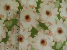 Load image into Gallery viewer, 1.7m White Flower print on green organic cotton spandex jersey knit 150cm- last piece left