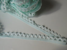 Load image into Gallery viewer, 1m Mint green scallop loop Elastic trim 10mm wide- underwear, crafts etc.