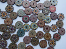 Load image into Gallery viewer, 27 Cog wheel edge Retro Vintage print 20mm buttons 2 holes