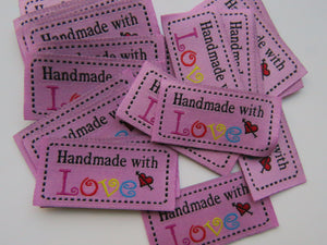 10 Light Pink Hand Made labels 50x 23mm