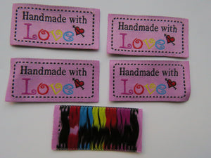 10 Light Pink Hand Made labels 50x 23mm