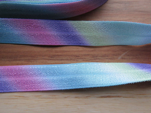 1m Diagonal Pastel Rainbow Print fold over elastic 15mm foldover foe.