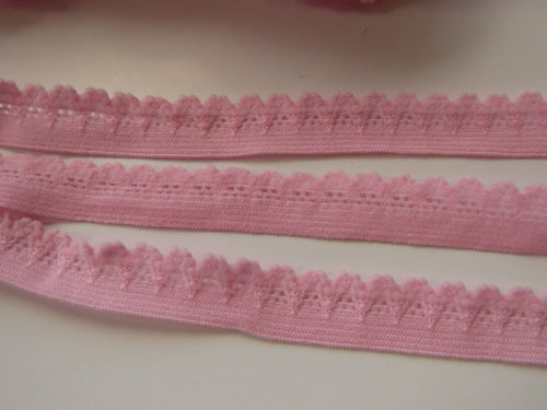 1m Pink scallop loop Stretch lace Elastic trim 11mm wide- underwear, crafts etc.